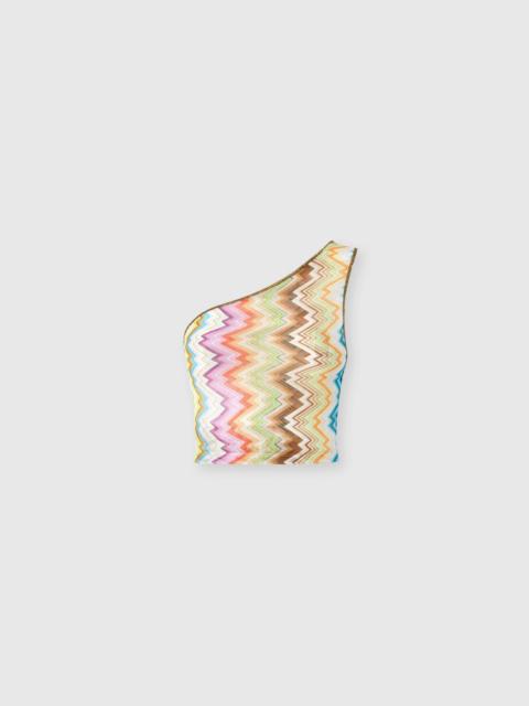 Missoni One-shoulder top with asymmetrical printed zig zag motif