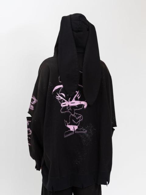 KIDILL Black Destroyed Bunny Hoodie