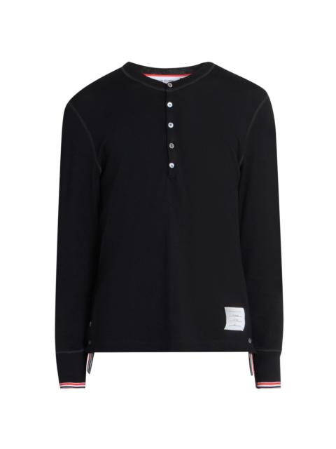 Thom Browne Men's RWB Tipping Stripe Wool Jersey Henley Shirt - Black