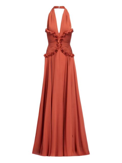 ELIE SAAB silk v-neck maxi dress