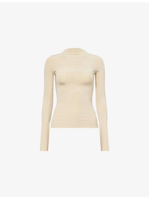 Rick Owens High-Neck Long Sleeve Stretch-Woven Top