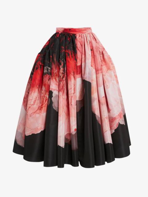 Alexander McQueen Anemone Print Gathered Midi Skirt in Anemone