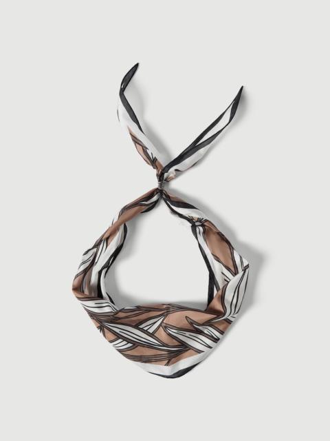 Brunello Cucinelli Cacao leaves print silk foulard