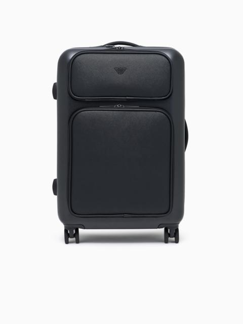 EMPORIO ARMANI ASV ABS MEDIUM CARRY-ON BAG WITH REGENERATED SAFFIANO DETAIL AND EAGLE PLATE