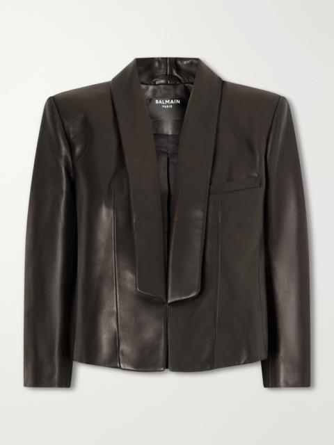 Balmain Cropped Leather Biker Jacket