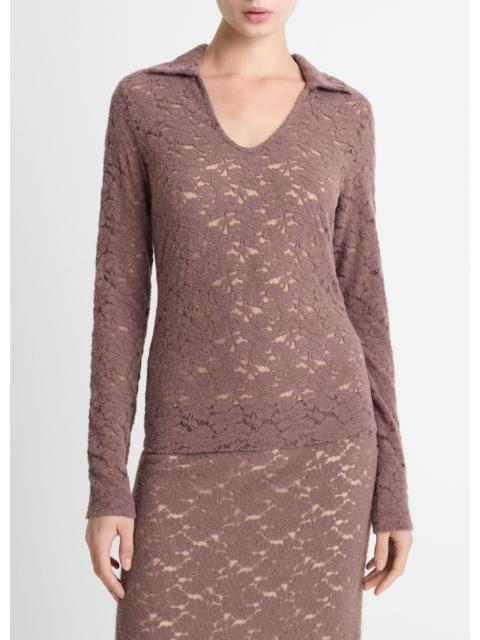 Vince Lace Long-Sleeve Polo Top