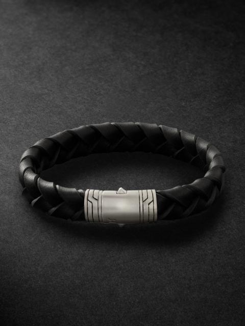 JOHN HARDY Woven Leather, Sterling Silver and Enamel Bracelet