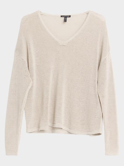 EILEEN FISHER Scoopneck Open-Knit Sweater