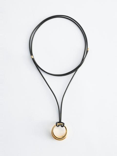 & Other Stories Ring-Pendant Leather Necklace