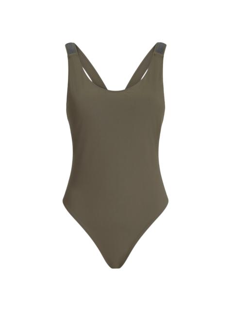 Brunello Cucinelli Women's Techno Jersey Bathing Suit with Precious Details - Military