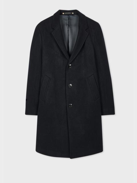 Dark Navy Recycled Wool-Blend Overcoat