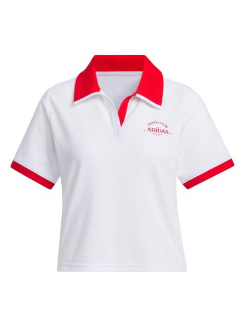 adidas (WMNS) adidas VERBIAGE Polo T-Shirt 'White Red' JC8685