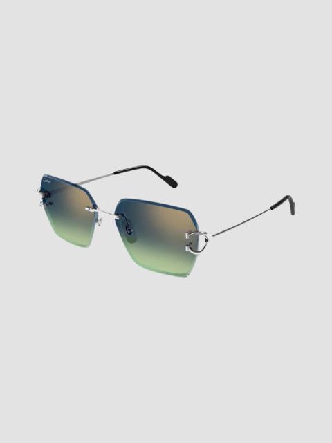 Cartier Women's Motifs De 58MM Platinum-Plated Butterfly Sunglasses - Silver