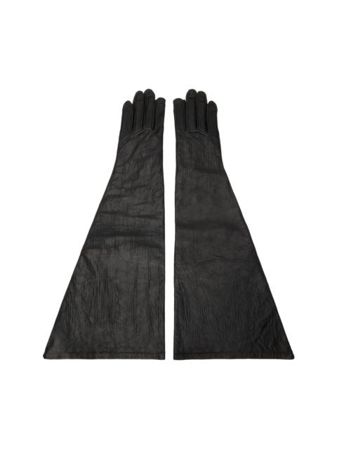 Rick Owens Black Tower Cuffed Long Gloves