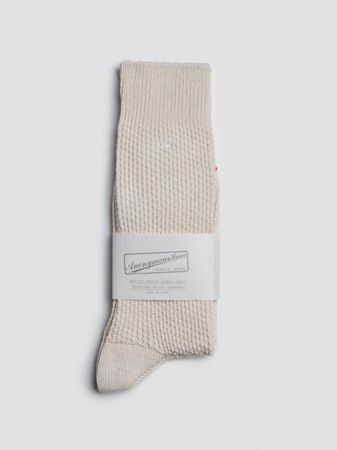 Nigel Cabourn Anonymous Ism Pique Crew Sock in Oatmeal