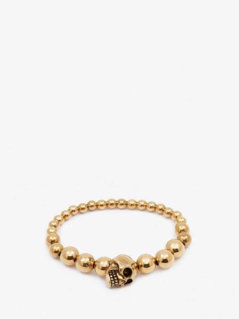 Alexander McQueen Skull Multibeaded Bracelet in Gold