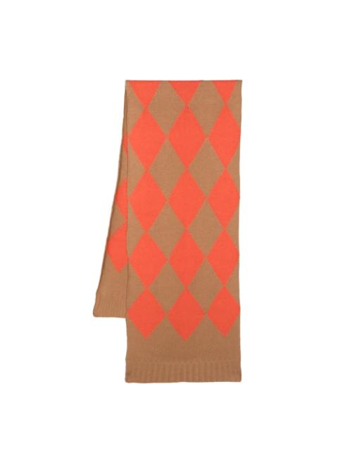 argyle-pattern knitted scarf