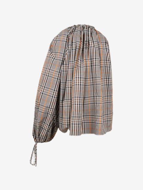A.W.A.K.E. MODE one-shoulder checked blouse