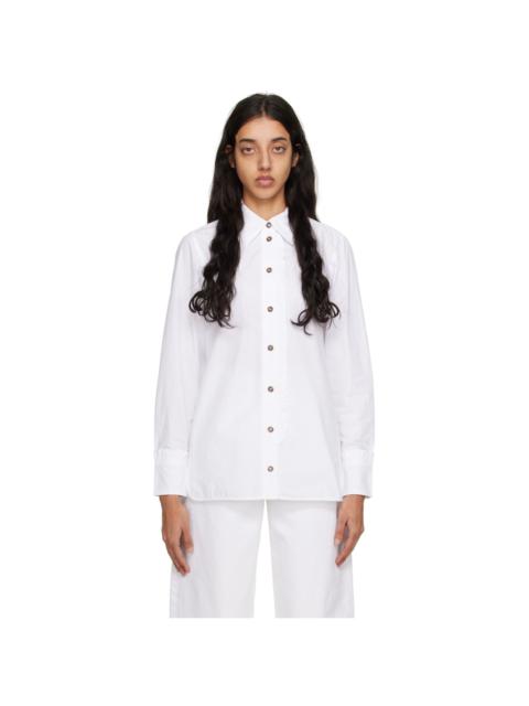 White Ruffle Long Sleeve Shirt