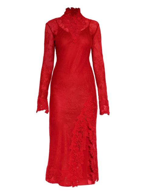 Blumarine lace-insert high-neck dress