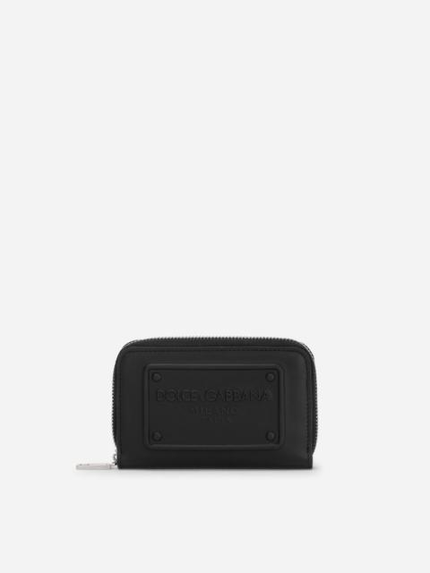 Dolce & Gabbana Small zip-around wallet in calfskin with raised logo