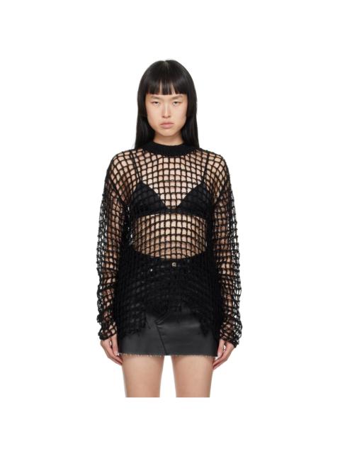 Junya Watanabe Black Frayed Hem Sweater