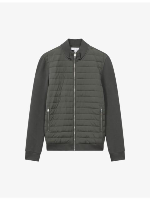 REISS Freddie quilted knitted cotton-blend jacket