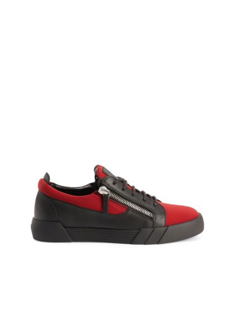 panelled leather sneakers