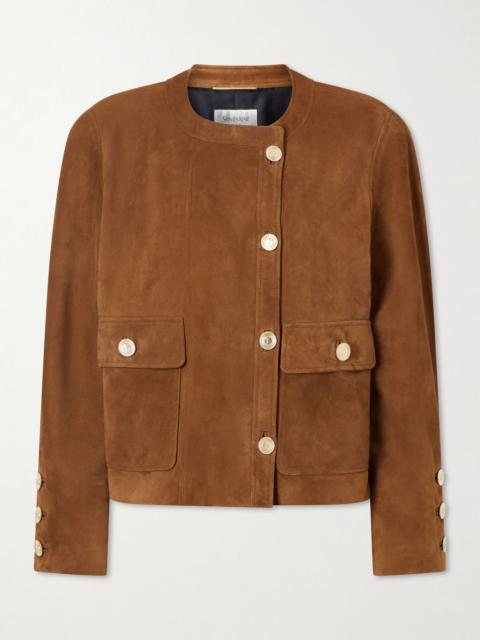 SAINT LAURENT Paneled suede jacket Brown