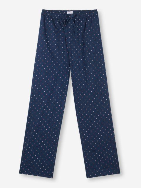Derek Rose Men's Lounge Trousers Nelson 96 Cotton Batiste Navy