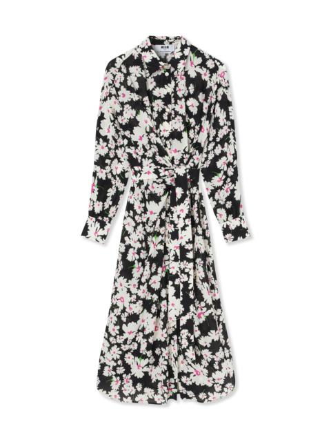 MSGM Fluid fabric chemisier shirt dress with daisy print