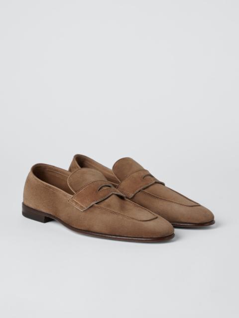 Suede unlined penny loafers