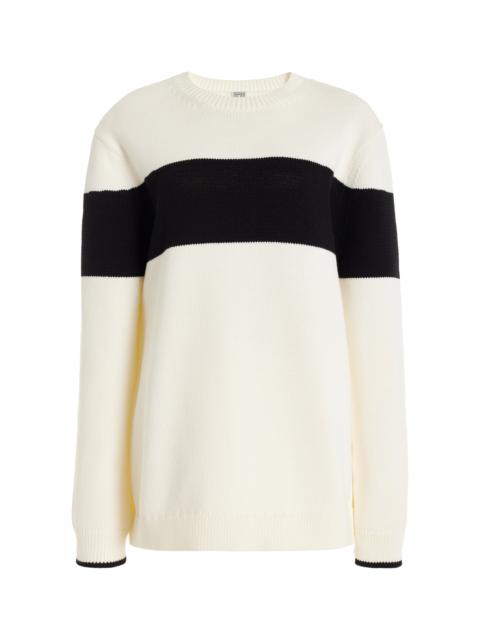 Contrast-Striped Knit Sweater black/white