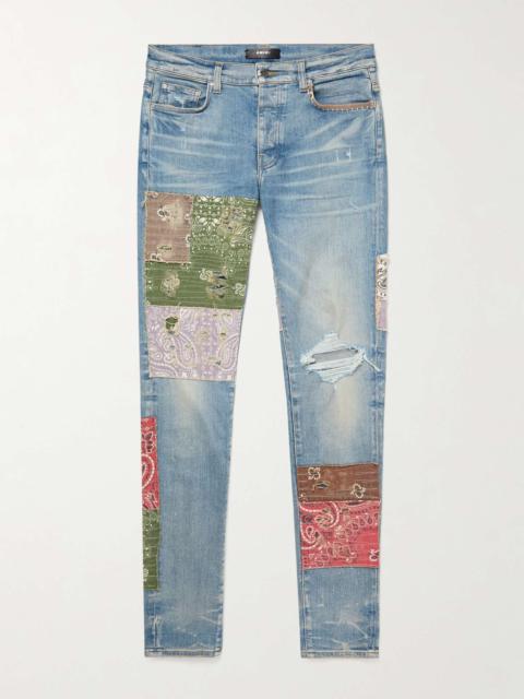 AMIRI Skinny-Fit Cotton-Appliquéd Distressed Jeans