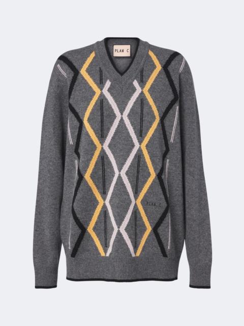Plan C Argyle wool and cashmere sweater