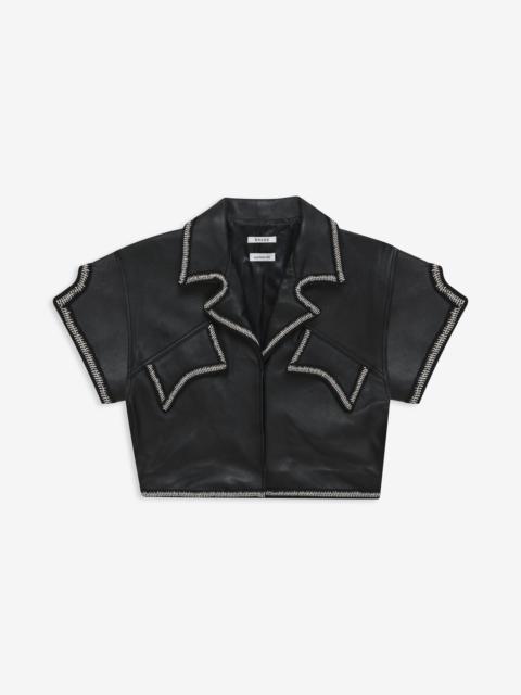 LACE TRIM LEATHER SHIRT