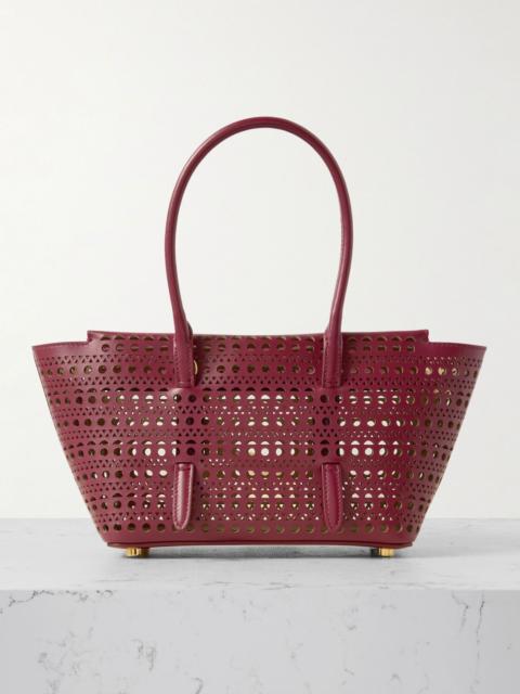 Alaïa New Mina 20 laser-cut leather tote Burgundy
