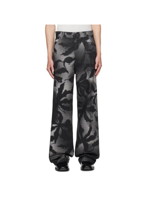 Dries Van Noten Black Patterned Trousers