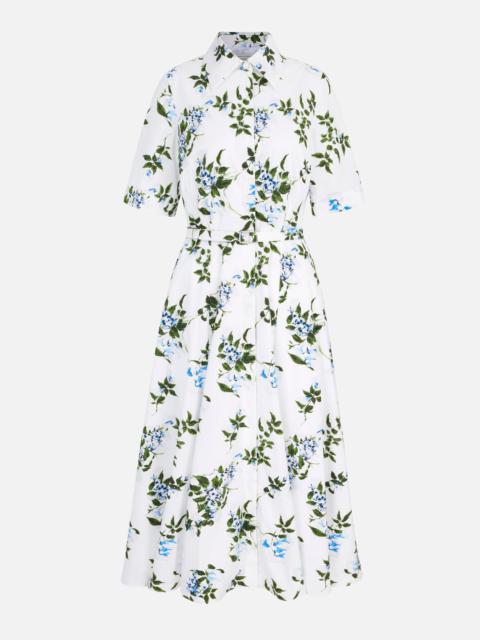 EMILIA WICKSTEAD Rubie Dress In Lilac Lillies & Cherry Print on White Organic Cotton