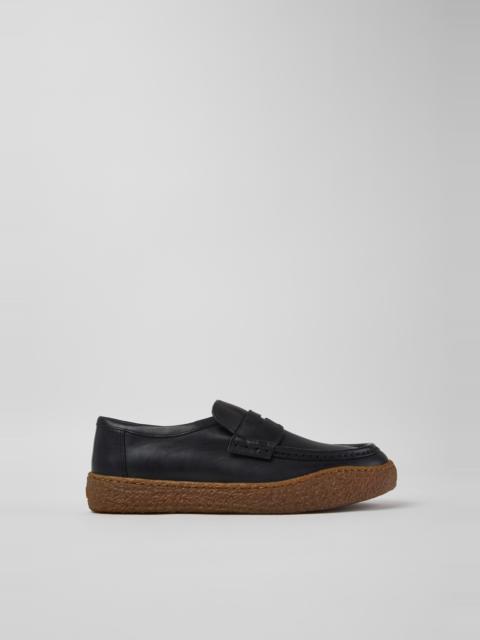 CAMPER Peu Terreno Black Leather Moccasins for Men.