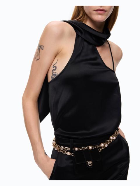 PINKO LONG SATIN JUMPSUIT WITH SASH