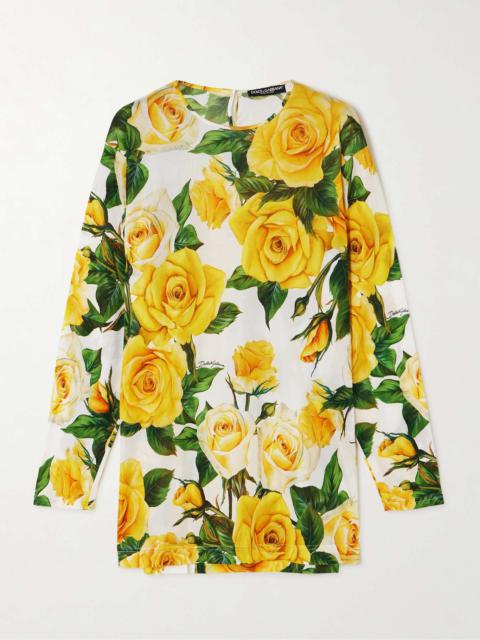 Floral-print organza blouse