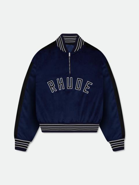 Rhude VELOUR TRACK QUARTER ZIP-UP