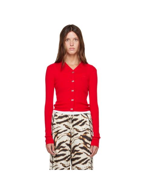 GANNI Red Merino Cardigan