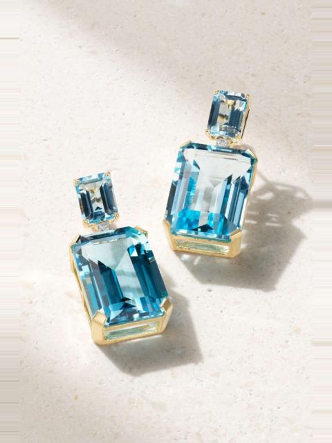 MATEO 14-karat gold, topaz and diamond earrings