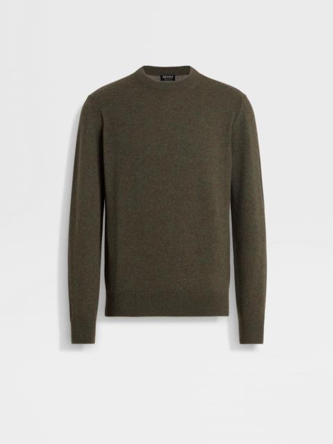 ZEGNA ARMY GREEN MULTIMÉLANGE OASI CASHMERE CREWNECK