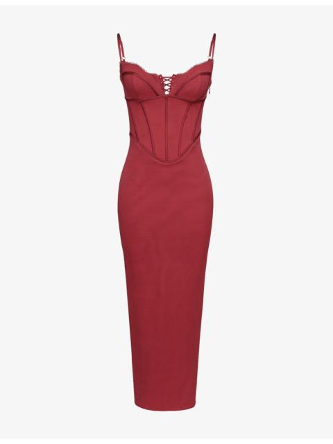 House of CB Romy Mesh Bodycon Stretch-Woven Maxi Dress