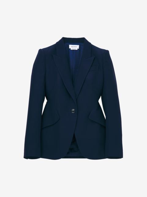 Alexander McQueen Peak Shoulder Leaf Crepe Jacket