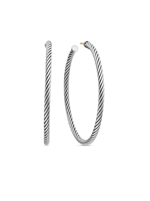 DAVID YURMAN Women's Cable Hoop Earrings in Sterling Silver, 2in - Silver