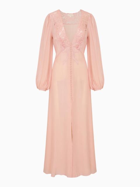 LoveShackFancy Lina Silk Lace-Trimmed Maxi Dress